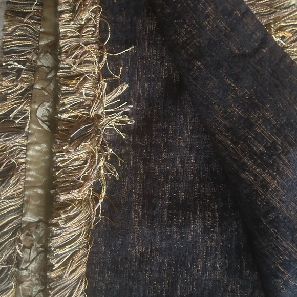 Stunning Golden Floral Poly/Silk Custom Made Throw, 52 x 60. Chenille Lining. - Picture 9 of 14